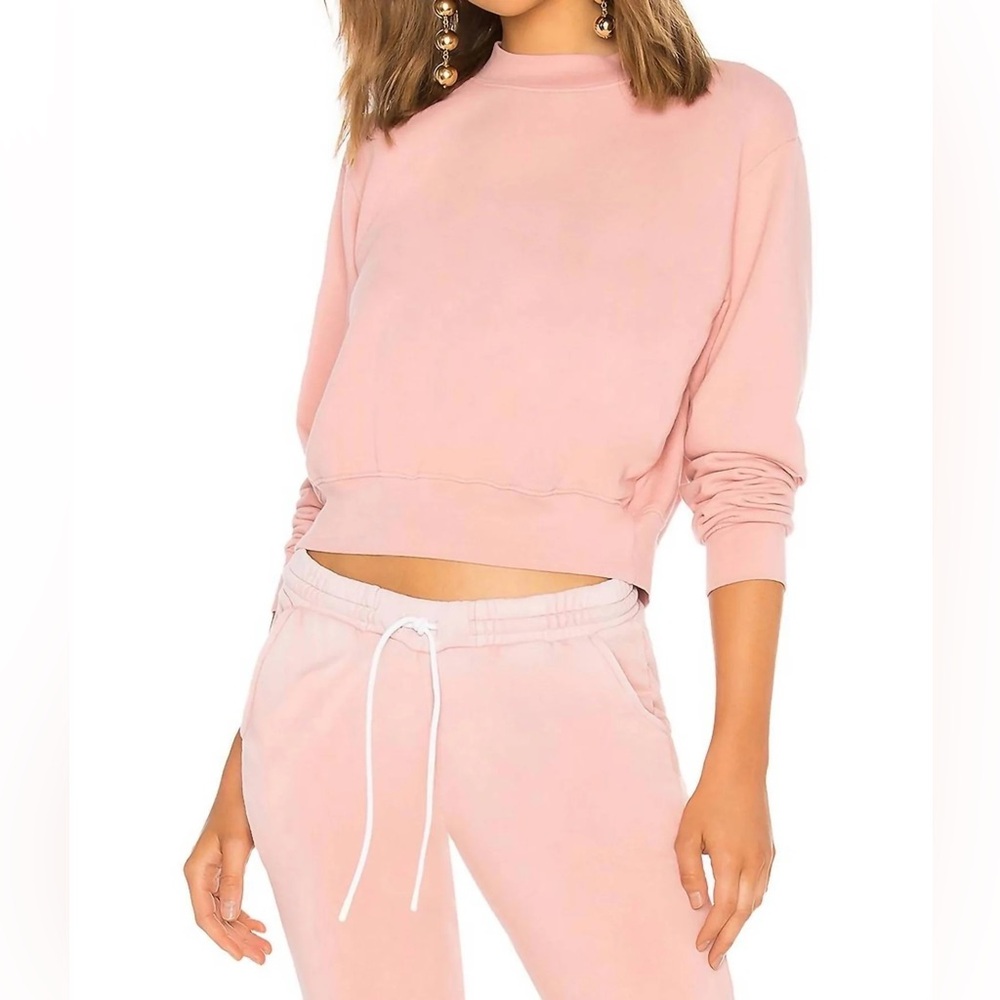 Cotton Citizen Milan Cropped Pullover Sweatshirt in Blush